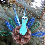 pine cone craft peacock ornament