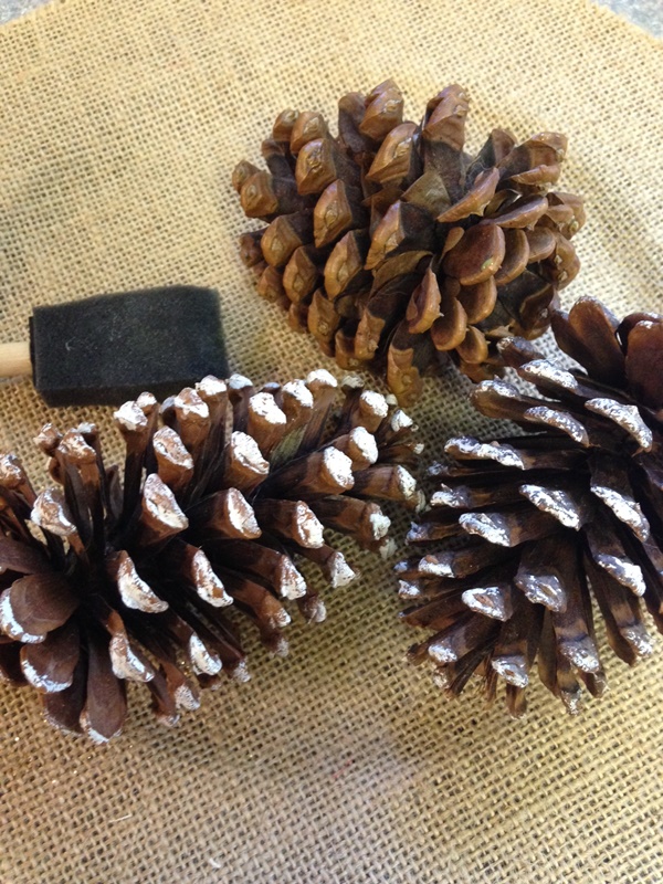 DIY painted pine cones fall swag