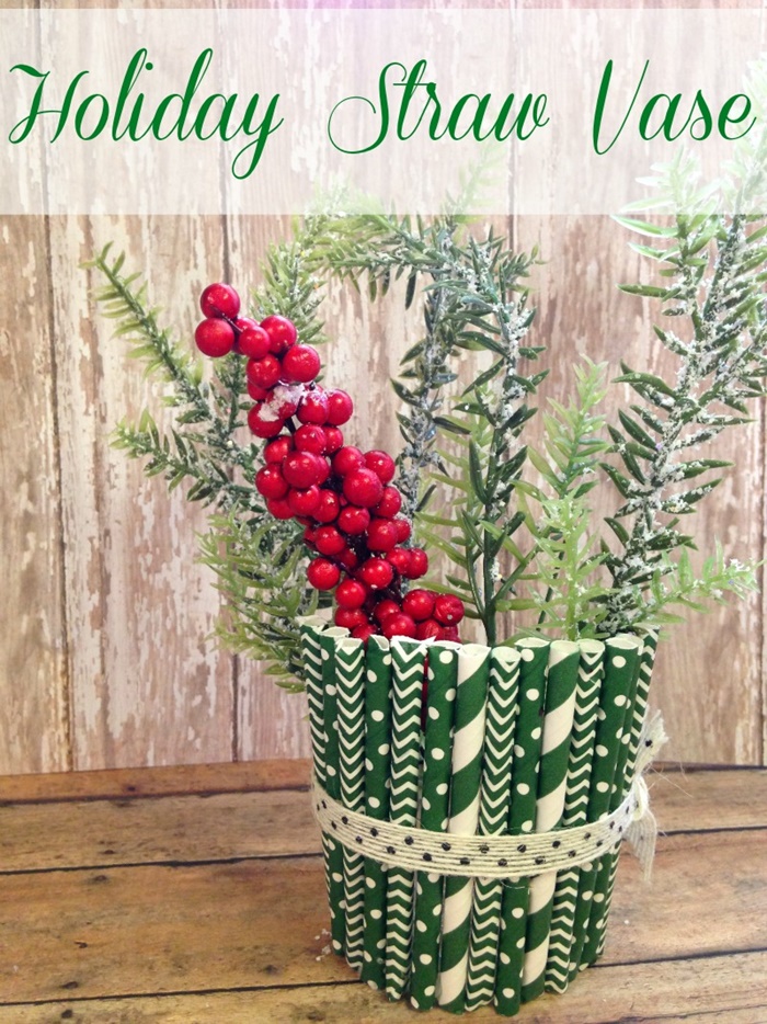 Christmas straw vase easy craft tutorial