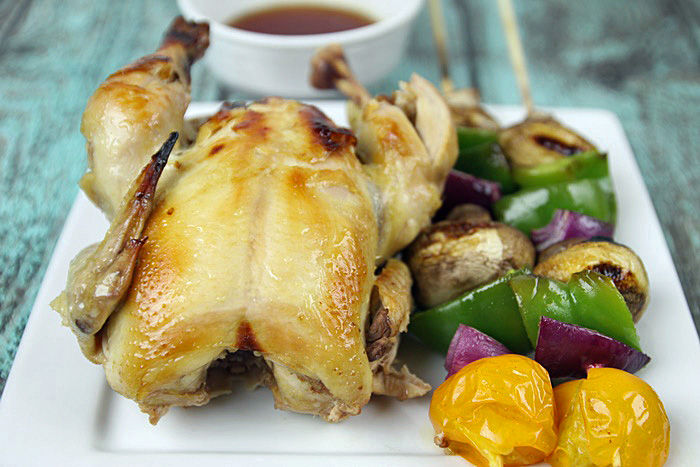 Cornish hens on the grill with sweet and spicy marinade recipe and dip