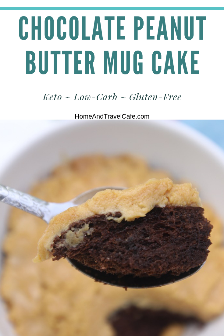 Chocolate Peanut Butter Mug Cake with Peanut Butter Cream Cheese Frosting~ Low-carb, KETO, Gluten-free, Grain-free